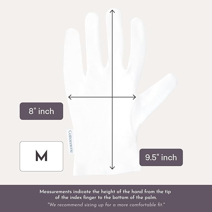 4 Pairs Cottonnerie Basics Cotton Gloves for Dry Hands Sleeping, Moisturizing Gloves Overnight, Hand Moisturizer Gloves, Moisture Gloves for Dry Hands Overnight, Sleeping Gloves, Medium
