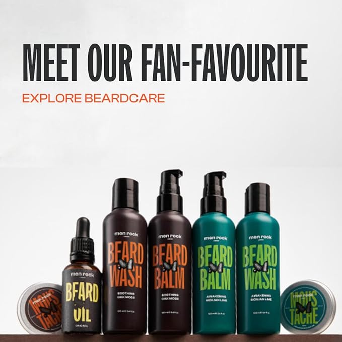 Men Rock Soothing Beard Balm - Oak Moss - Leave In Beard Conditioner for Men - Mens Skincare Products - Conditioning and Softening Balm - 3.4 oz