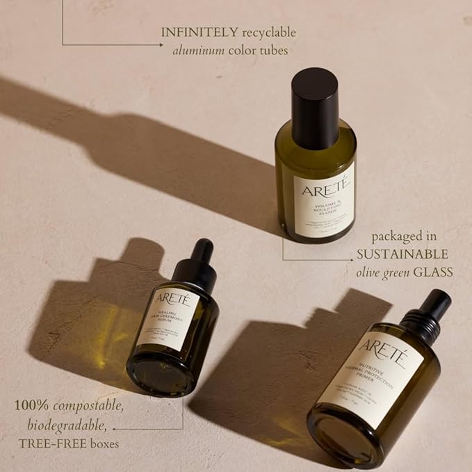 ARETÉ Styling Hair Polish, Weightless Gel Serum with Sea Buckthorn, Linden Blossom, Organic Neem Oil, Argan Oil, Frizz Control and Shine Enhancer, Made in USA, 3.8oz