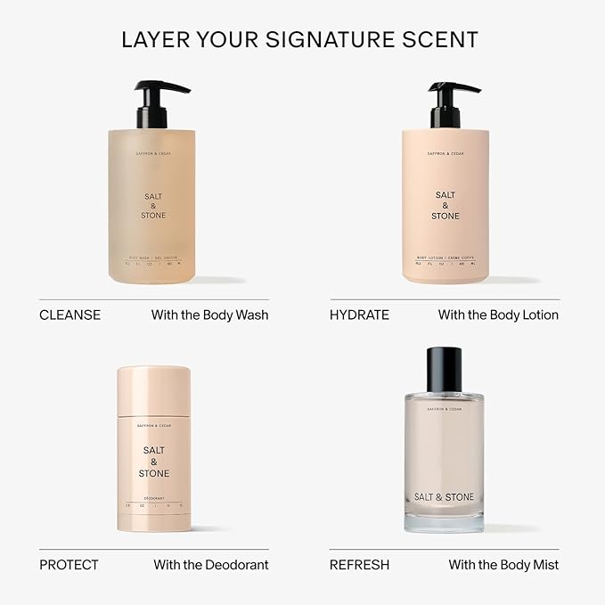 Salt & Stone Body Lotion for Women & Men | Hydrates, Nourishes & Softens Skin | Restores Dry Skin | Fast-Absorbing | Cruelty-Free & Vegan (100 ml) (Saffron & Cedar)