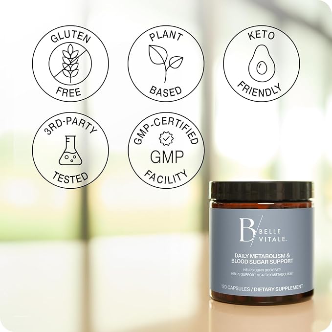 BODi Belle Vitale Daily Metabolism Support – Helps Support Healthy Weight & Fat Metabolism with Sinetrol, Chromax & Reducose, 120 Capsules