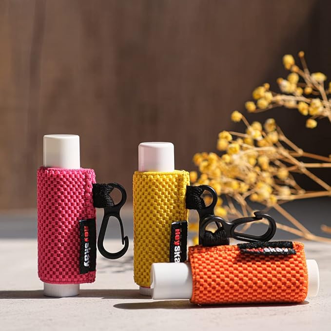 HEYSKAY 3PCS Lip Balm Holder Sleeves Keychain Lipstick Holder Key Chain Lip Gloss Holder Keychain Chapstick Elastic Sleeves