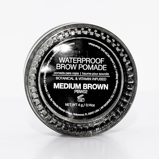Palladio Brow Pomade Waterproof, 24 Hour Wear, Smudge Proof and Sweat Resistant Formula, Super Creamy Formula Glides on And Helps to Fill in Brows for a Dramatic, Defined, Flawless Look (Medium Brown)