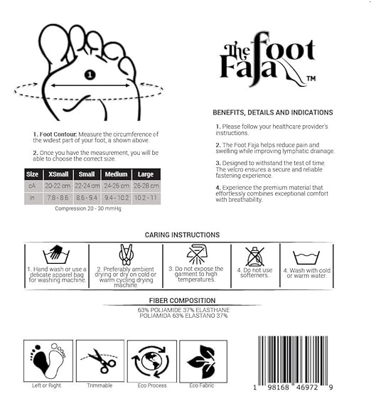 Foot Faja Compression Sock - Jaws Podiatry Medical Ankle Support for Surgery Recovery, Injury Recovery, Pain Relief and Sports Protection - Black (Small) - For Toe Or Foot Fatigue Or Post-Operative Swelling