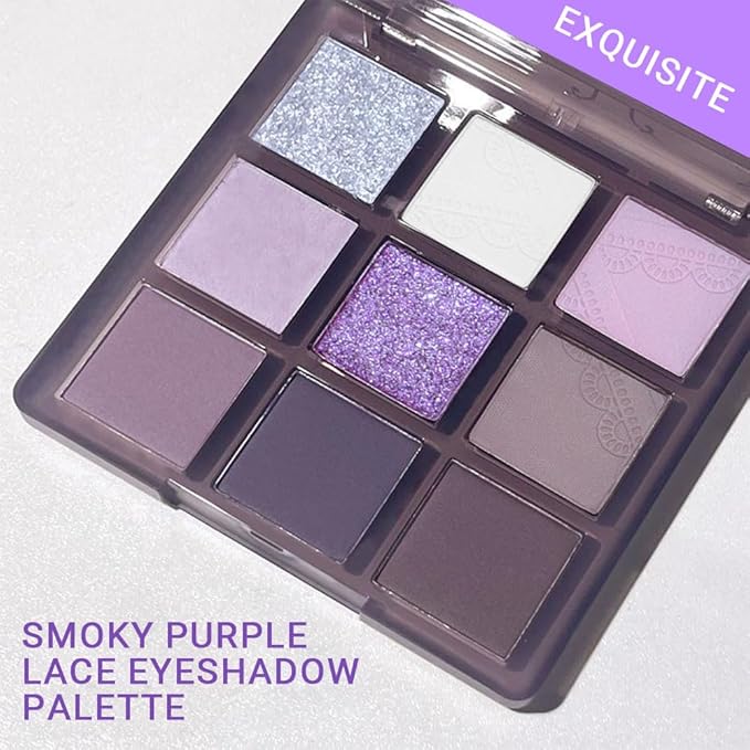 ORANOT 9Colors Eye Shadow Palettes Makeup,Dark Purple Plum Lavender Mauve Black Smoky Eyeshadow Palette for Older Women Natural Powde Eye Shadows Waterproof Long Lasting Naturing-Looking