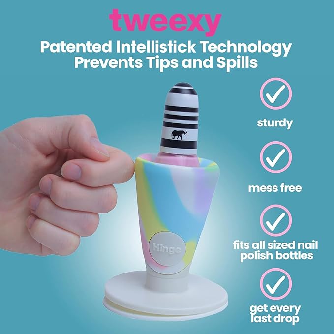tweexy Hinge Untippable Nail Polish Bottle Holder | Anti-Spill Nail Polish Holder Stand, Tilted, Smartgrip Airlock Suction | Fingernail Painting, Nail Art Tools | Nail Polish Accessories (Unicorn)