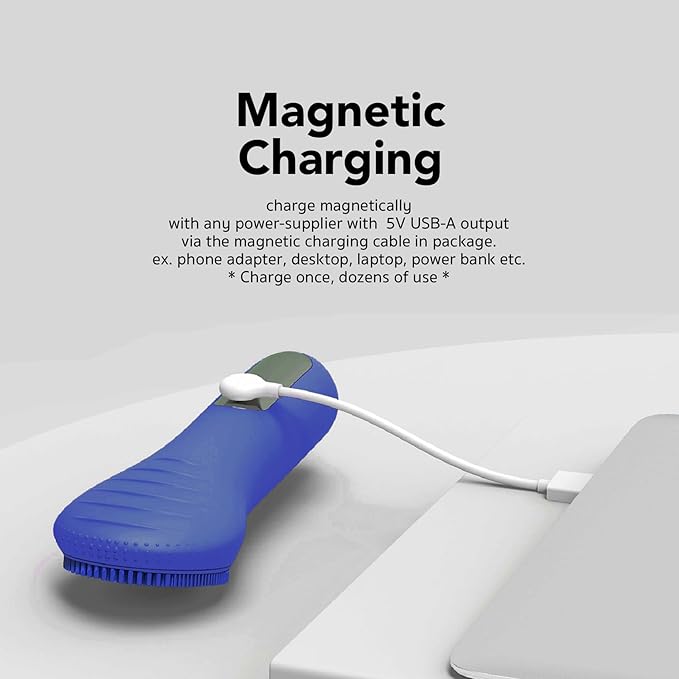 NågraCoola CLIE Facial Cleansing Brush, Waterproof and Rechargeable Face Scrub Brush for Men & Women, Cleansing, Exfoliating and Massaging, Electric Face Scrubber - Blue