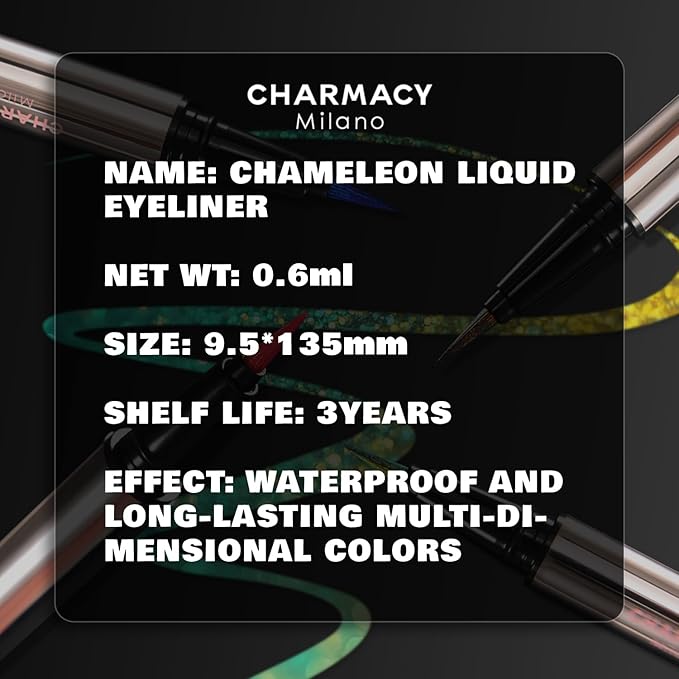 CHARMACY New Chameleon Liquid Eyeliner, Liquid Glitter Eyeliner, Highly Pigmented, Metallic MultiColor Shifting waterproof Eyeliner, Ultra-Fine Tip, Longwearing, Smudge-proof (A01 Blush Aurora)