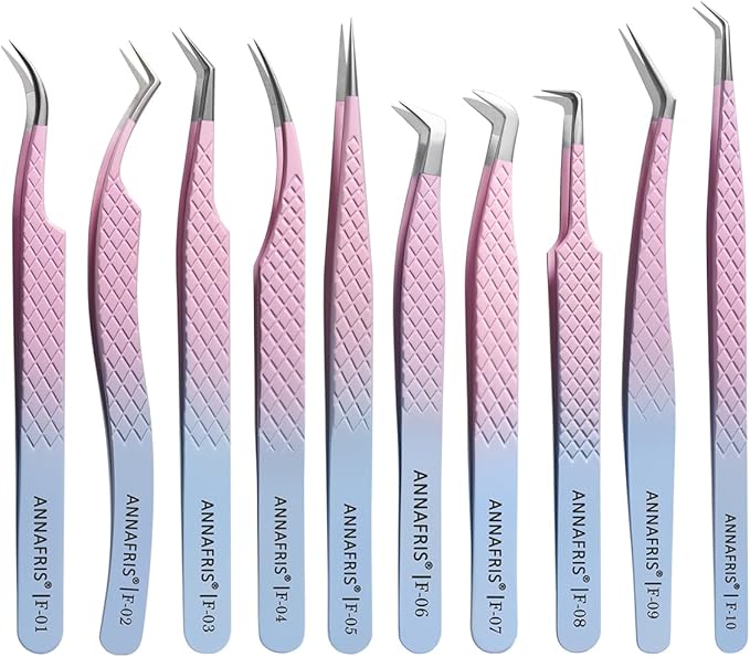 Eyelash Extension Tweezers,Fiber Tip Grip Boot Volume Lash Tweezers,Professional Pointed Lash Extension Tweezers for Easy Lash Application and Removal-F01