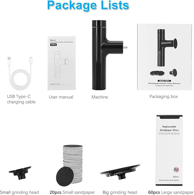 Electric Callus Remover for Feet, Rechargeable Electric Foot Callus Remover Foot Sander Heel Sander Grinder File Pedicure Tools for Women Men Dead Skin Cracked Hard Skin, FCR-6