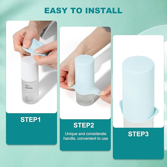 Bottle Covers for Travel, Leak Proofing, Travel Size Container Silicone toiletry sleeves, Leak Locks Travel Accessories for Shampoo Wash Body Bottles and other beauty and personal care(8pcs)