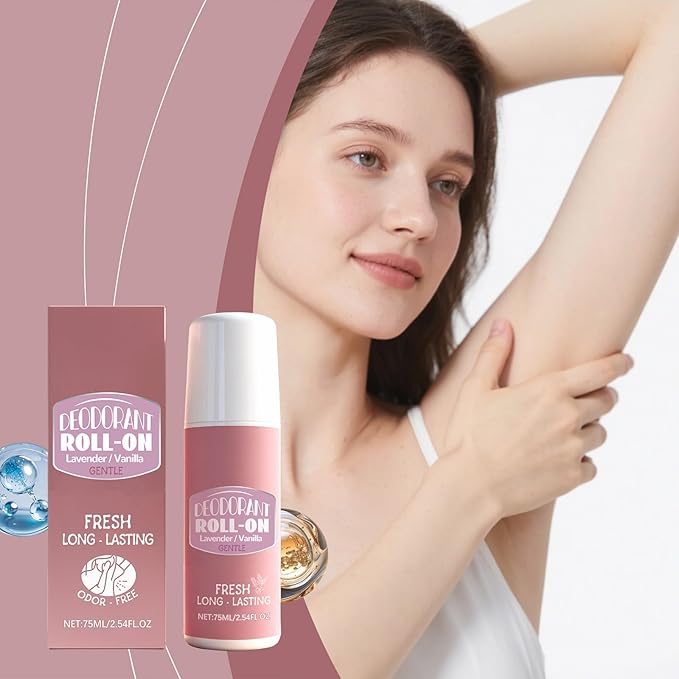 Antiperspirant Roll-On Deodorant, 48 Hour Breathable Sweat & Odor Protection with Lavender Extract and Lavender Extract, 2.54 OZ(2pcs)