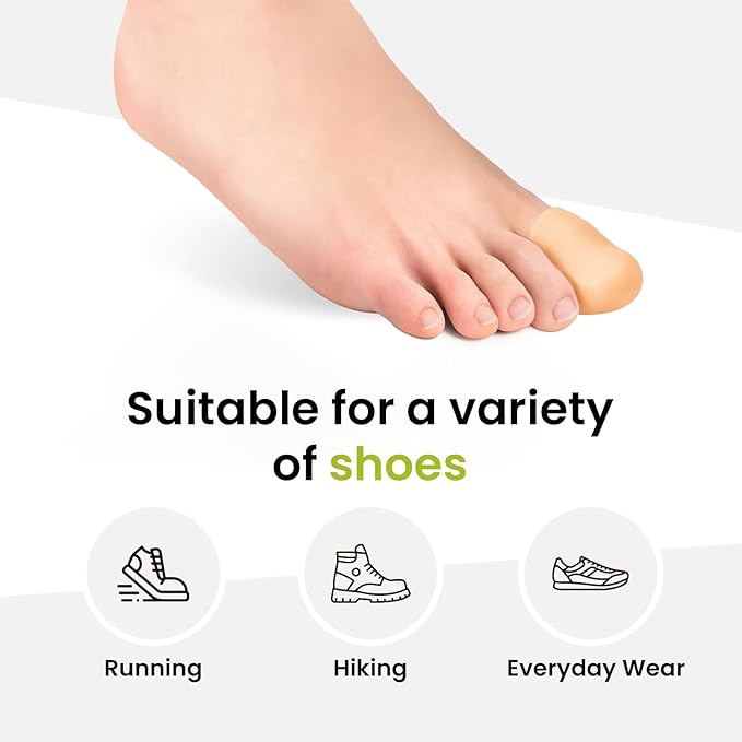 Bukihome 8 Pcs Gel Toe Cap, Big Toe Protector for Women Men - Cushions and Protects to Cover Toes, Relief Toe Pain from Ingrown Toenails, Corns, Blisters, Hammer Toes (Large Size)
