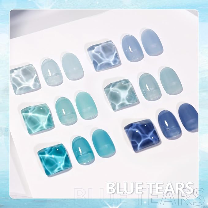 GAOY Jelly Blue Gel Nail Polish Set, 6 Transparent Colors, UV Light Cure Gel Polish for Salon and Nail Art DIY at Home