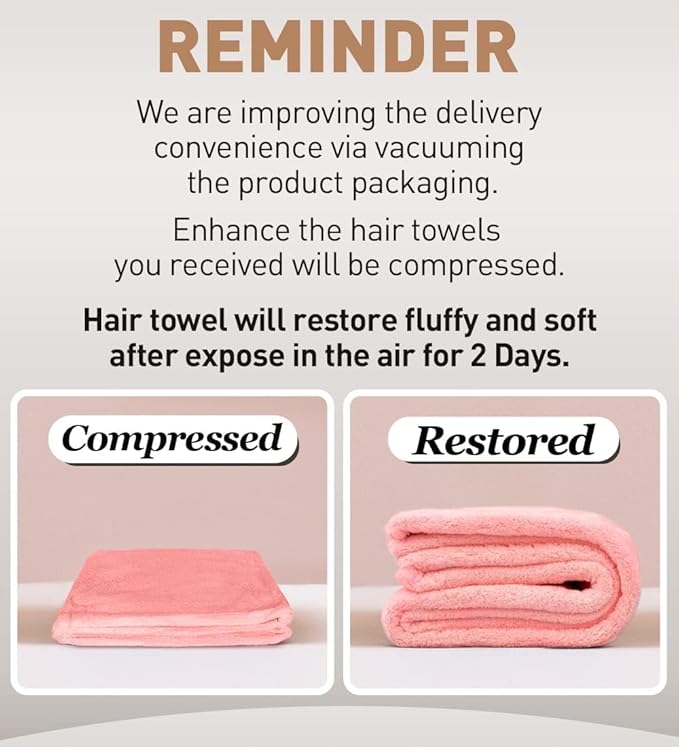 Hicober Microfiber Hair Towel, 3 Packs Hair Turbans for Wet Hair, Drying Hair Wrap Towels for Curly Hair Women Anti Frizz (Pink,Blue,Purple)