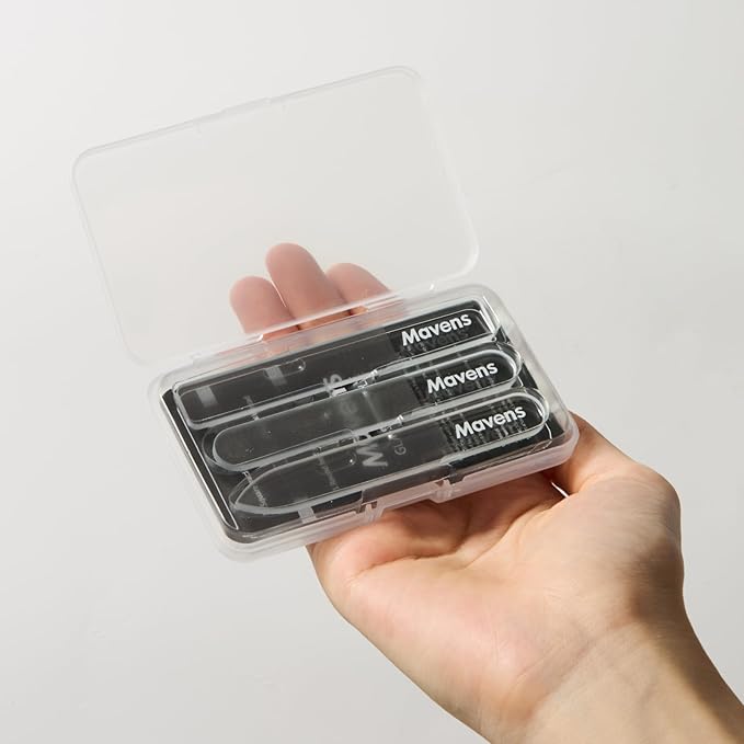 Mavens Glass Nail File Set with Case, Professional Crystal Fingernail Files for Natural Nails, Reusable Portable Manicure and Pedicure Nail File, Manicure Tools for Home and Travel, Gift for Women