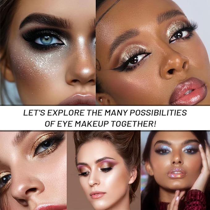 Sparkly Eyeshadow Palette for Women, Single Monochrome Eye Shadow Makeup, Shiny Pressed Cream Powder, Blendable Natural sombras para ojos, Holographic,Vegan,Travel (05-Glitter-Ink Black)