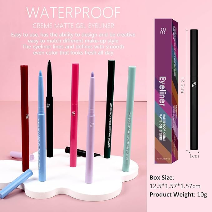 White Eyeliner Waterproof White Eyeliner Pencil Retractable white gel eyeliner Long Lasting Smudge-proof Hypoallergenic (01#)