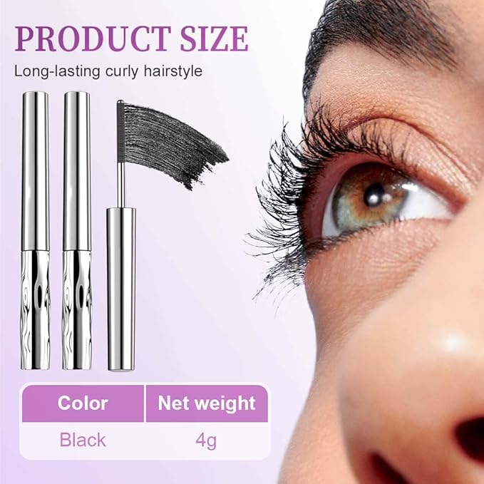 Iron Wand Mascara, 2025 New Waterproof Quick Drying Curling Mascara, 3D Curling Eyelash Iron Mascaras, Black Washable, Long Lasting Smudge-Proof Tubing Mascaras Volumizing & Lengthening (Black)