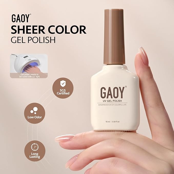 GAOY Nude Jelly Gel Nail Polish, 16ml Sheer Translucent Netural Soak Off Gel Polish, UV Light Cure for Nail Art DIY at Home, 3155 Faded Rose