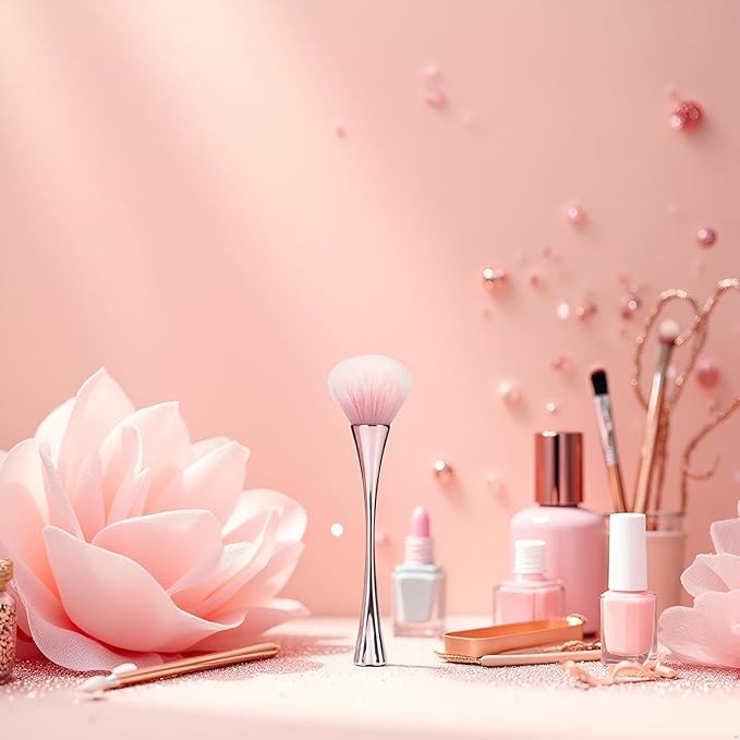 Rose Gold Nail Art Dust Powder Remover Brush, Nail Art Dust Cleaner Brush, Soft Cleaner Brush for Makeup, Nail Dust Brush for Acrylic Nails Manicure Brush for Women Birthday Gifts, Nail Dust Brush