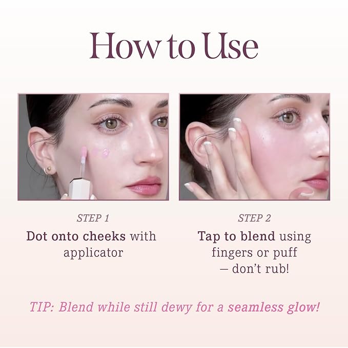 DEAR DAHLIA Petal Drop Blush (Hazy) - Vegan Liquid Blush with Soft, Watercolor-like Finish. Sheer to Buildable Color for a Dewy, Natural Flush. Long-Wear Comfort. Korean Makeup for Cheeks. 0.14 oz