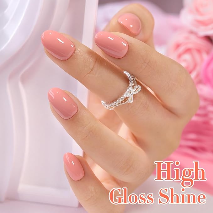 Double Rhythm 0.5 Oz Gel Nail Polish Neutral Natural Same Color Same Bottle Translucent Light Milky Pastel 15ML Manicure French Design Art DIY at Home (Nude Peach-A1516)