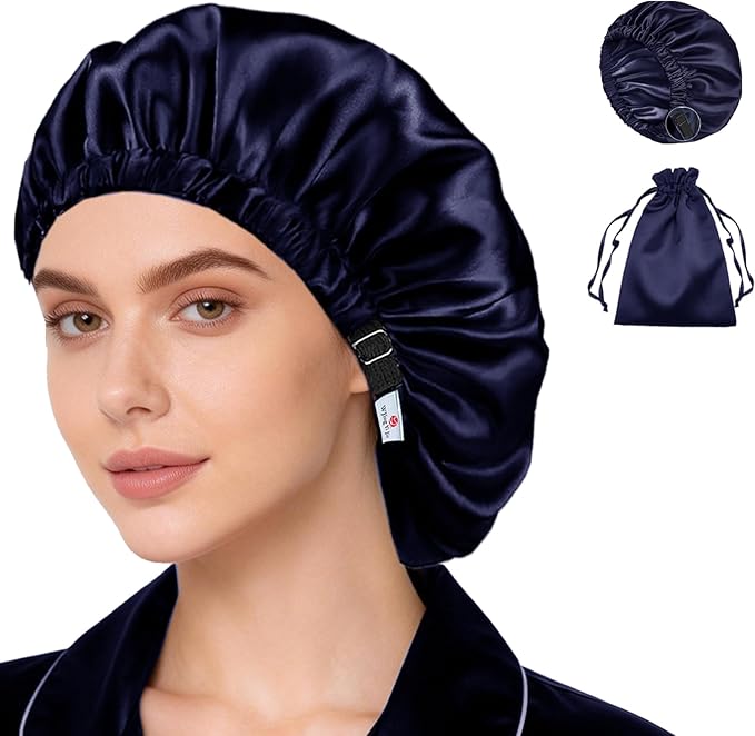 Satin Bonnet 2Pcs Silk Bonnet Hair Bonnets For Sleeping Silky Soft Sleep Cap Womens Night Curly Natural Hair Caps