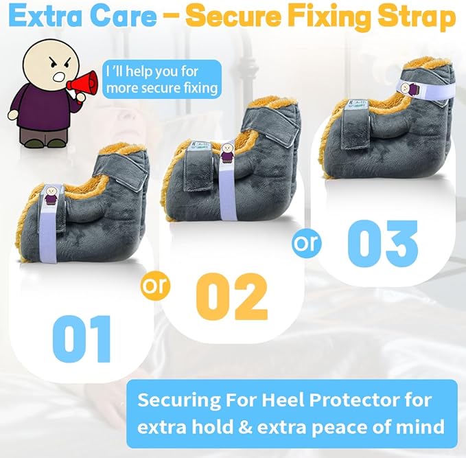 Heel Protectors for Bed Pressure Sores in Bed,Foot Boot Pillow Comfort Cushion for Bedridden Patients Remove Bedsores, Ankle Booties Pad for Ulcer Pain Relief (Gray, Pack of 1 Count)