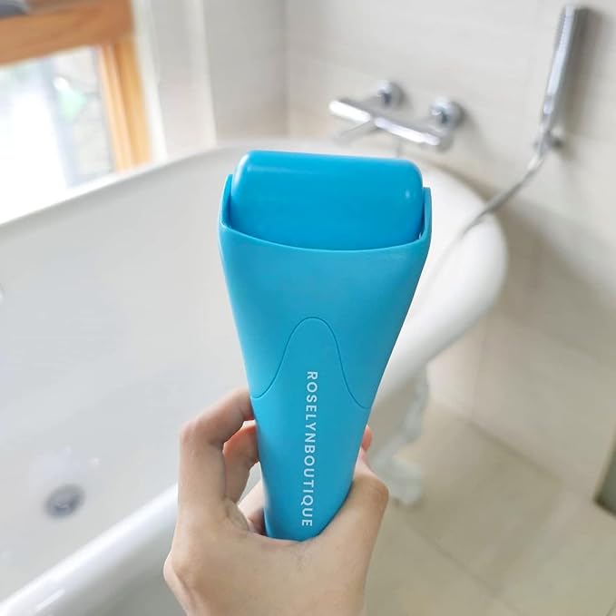 ROSELYNBOUTIQUE Ice Roller for Face Wrinkles Fine Lines Puffiness Stick Massager Facial Skin Care Tools Self Care Gifts for Men Women (Blue)