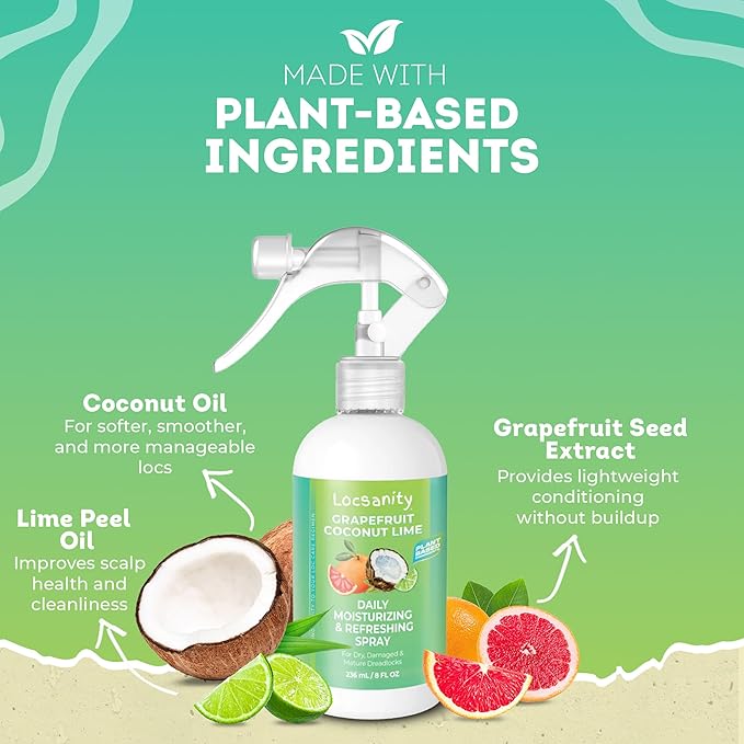 Locsanity Grapefruit Coconut & Lime Daily Moisturizing Spray Fine Mist - 8 fl oz: Hydrating Mist for Locs, Hair Growth, and Daily Moisturizing Refreshing Spray for Dreads & Braids