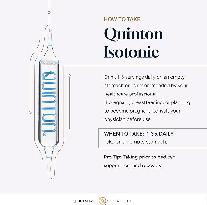 Quicksilver Scientific Original Quinton Isotonic Solution with Sea Water Minerals + Alpine Spring Water - Liquid Hydration, Electrolyte + Multi Minerals Supplement (30 Single Serving Vials)