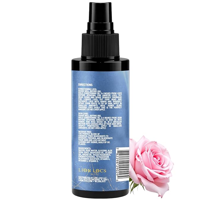 Lion Locs Rosewater Moisturizing Spray for Locs and Skin | Organic Vegan Conditioner Rose Water for All Hair Types.
