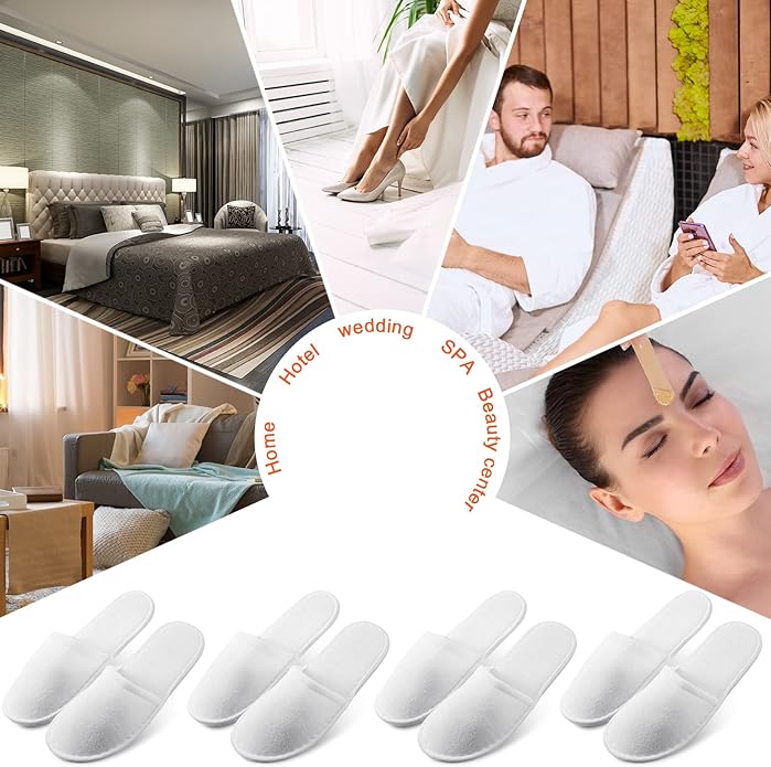 Geyoga 24 Pairs Disposable Slippers for Guests Bulk 2 Size Cotton Soft Spa Hotel House Slippers for Women Men Wedding Party Shoeless Home Indoor Travel