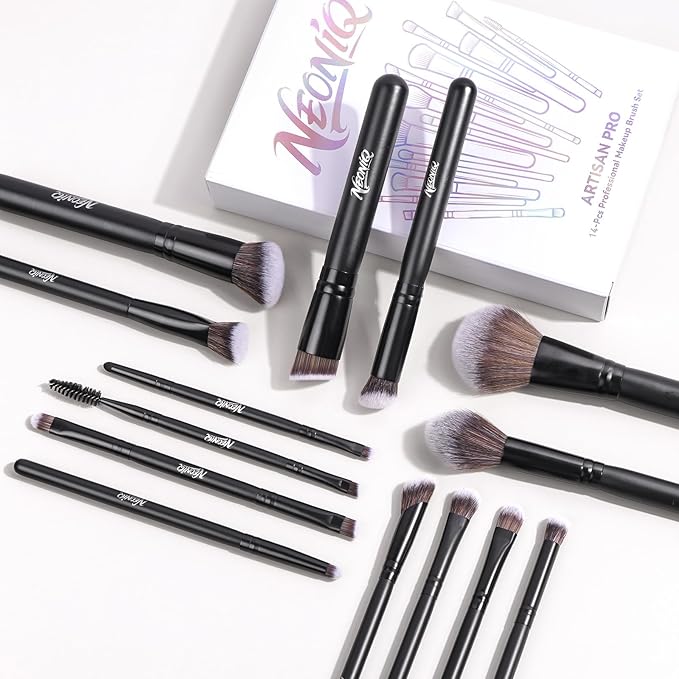 14 PCS Professional Makeup Brushes, Makeup Brush Set, Foundation Powder Blending Concealer Eyeshadows Blush Cosmetics Brushes,Versatile Face Make Up Tools For Liquid, Cream, Loose(Black)