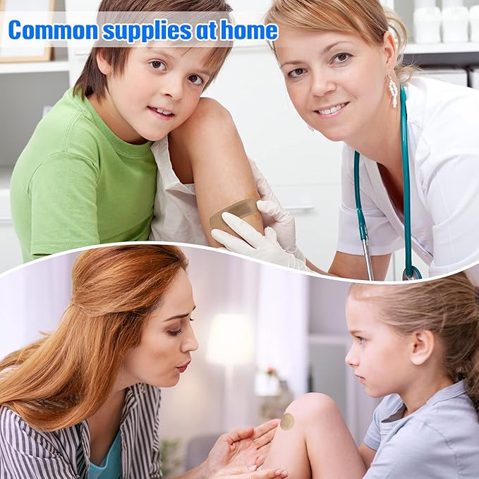 400 Pcs Bandages Bulk Assorted Adhesive Bandages First Aid Skin Wrap Flexible Fabric Breathable for Finger Wound Family(4 Styles)