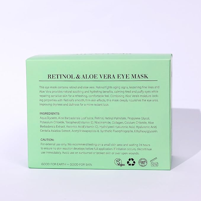 PEAUAMIE Under Eye Patches with Retinol and Aloe Vera Eye Mask for Dark Circles and Puffiness, Face Mask Skin Care Products 30 Pairs