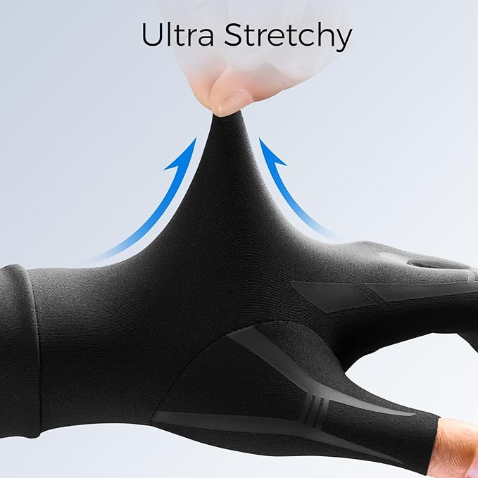 FREETOO Compression Gloves Women Men for Sleeping, Rheumatoid Arthritis Gloves for Women for Wrist Thumb Pain, Carpal Tunnel Relief Gloves for Work, Nerve Pain,Edema Fit Palm 6.8''-7.3'' Black S