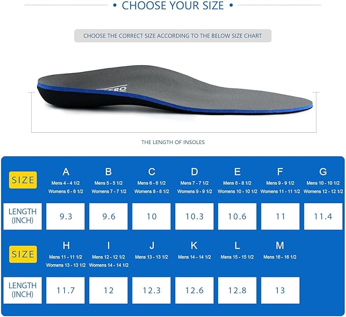 Plantar Fasciitis Feet Insoles Arch Supports Orthotics Inserts Relieve Flat Feet, High Arch (Mens 5-5 1/2 | Womens 7-7 1/2)