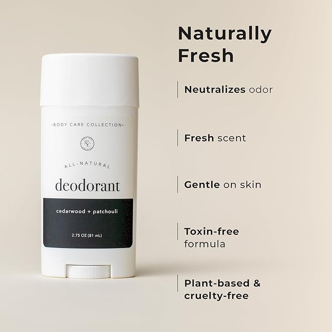 Rowe Casa Organics Cedarwood + Patchouli Natural Deodorant for Men and Women, Wood and Musky Paraben-Free Deodorant Stick with Therapeutic-Grade Essential Oils, 2 oz
