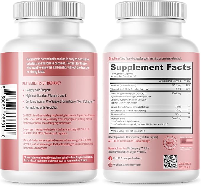 BB Company Radiancy | Vaginal Probiotics for Vaginal Dryness, pH Balance | Fights Itch, Odor | Anti-Aging | Hyaluronic Acid, Probiotics, Vitamin C, Multi Collagen | 3 Pack