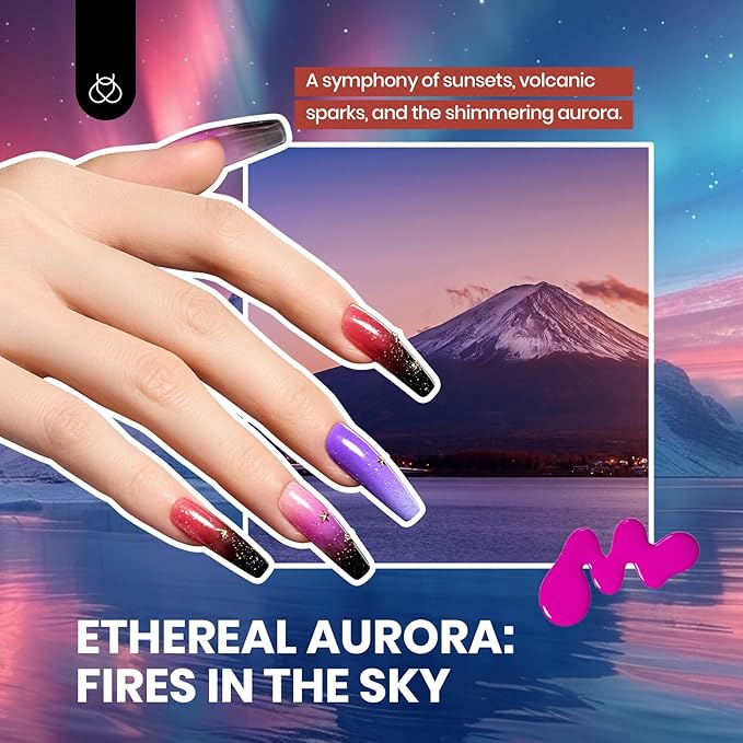 Beetles Gel Nail Kit, Mystic Wonderland Gel Polish Set, 36 Colors Burgundy Brown Orange Red Polish Kit with Base Coat Glossy Matte & Glitter Top Coat Soak Off UV Led Nails Gifts for Women