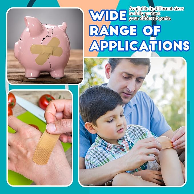 BBTO Assorted Styles Flexible Fabric Adhesive Bandages Small Breathable Fingertip Bandages Cloth Elastic Knuckle Bandages Various Sizes Spot Bandage for First Aid and Wound Care(360 Pcs)