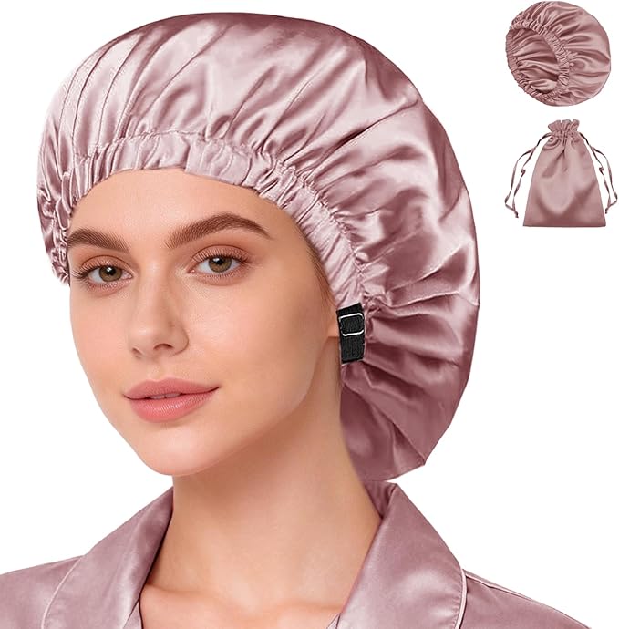 Satin Bonnet 2Pcs Silk Bonnet Hair Bonnets For Sleeping Silky Soft Sleep Cap Womens Night Curly Natural Hair Caps