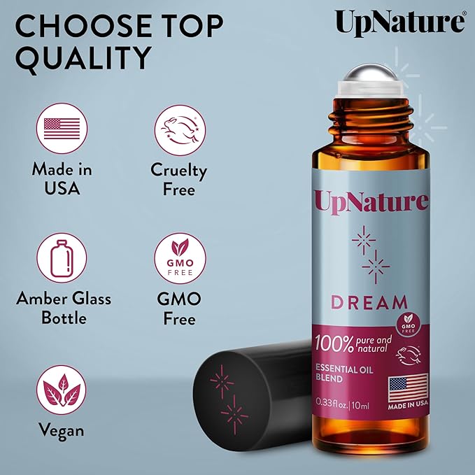 UpNature Dream Sleep Essential Oil Roll On – Natural Sleeping Blend with Lavender, Chamomile Aromatherapy Oils