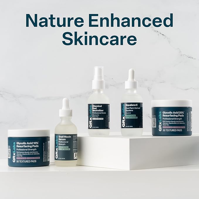 QRxLabs Glycolic Acid Pads - Radiance Pads with AHA for Face & Body - Exfoliates Skin Surface - Helps Tone & Brighten Skin, One-Step Makeup Prep - Acne Treatment Clearing - Daily Pads - 50ct