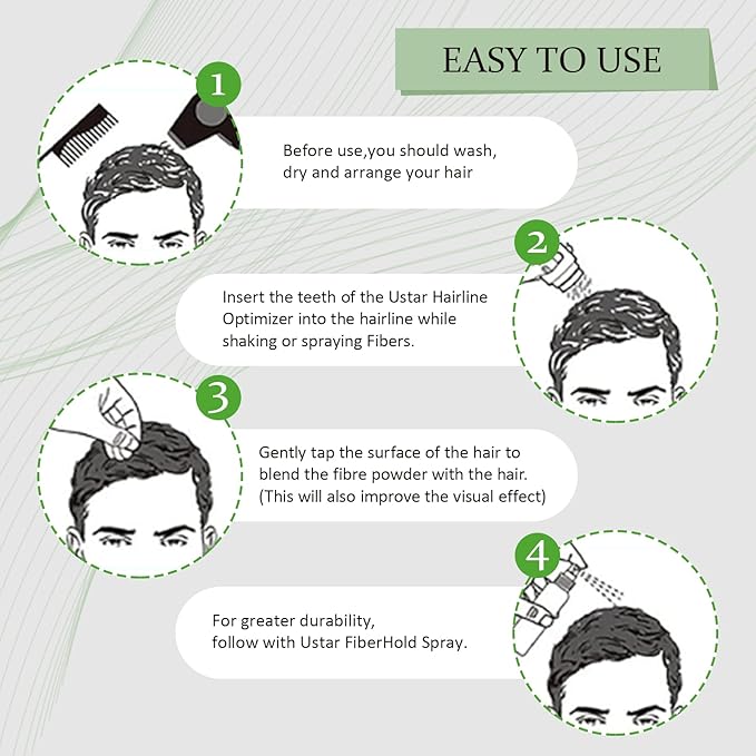 Hair Building Fibers 77.5g, USTAR 5 in 1 Hair Fibers for Thinning Hair with Holding Spray for Instantly Thicker, Fuller Look, Styling Hair Powder for Men & Women (Medium Brown)