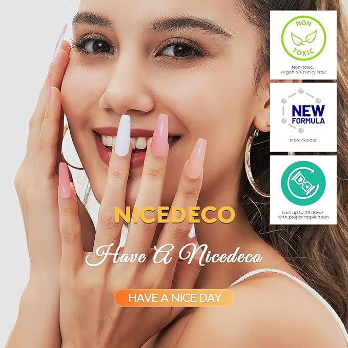 Nicedeco Hema Free No Wipe Gel Top Coat and Base Coat Set 2 Pcs 15ml Low Odor Cruelty Free Vegan Gel Nail Polish Glossy Shine Long Lasting Gel Base Top Coat