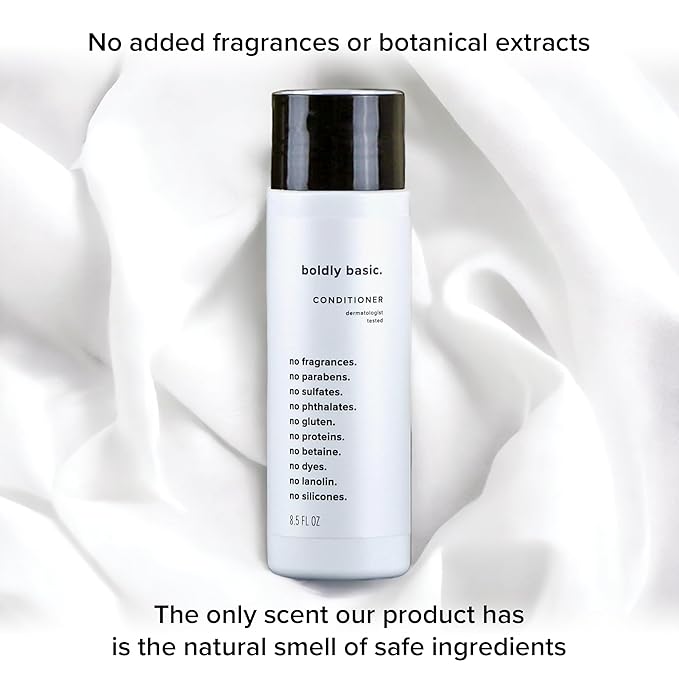 Boldly Basic Fragrance Free Conditioner - Gentle on Sensitive Skin and Hair - Unscented - Dermatologist Tested - No Sulfates, Parabens or Gluten - Non Comedogenic and Hypoallergenic