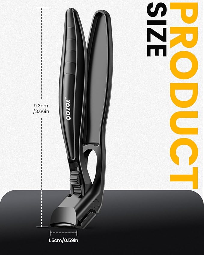 BEZOX Toe Nail Clippers for Thick Nails for Seniors with Safety Lock – Ergonomic Design Curved Cutting Jaw Toenail Clippers for Thick Nails for Comfortable, Safe, and Precise Trimming - Black